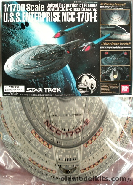 Bandai 1/1700 Star Trek Sovereign-Class Starship USS Enterprise NCC-1701-E, 0116424-7500 plastic model kit